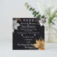  Elegant Floral Wedding Invitation Gold & Silver 