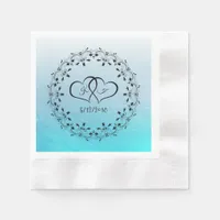 Personalized Aqua Blue Scratches Cocktail Napkin