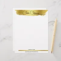 Monogram Gold Black Chic Modern Script Minimalist Letterhead