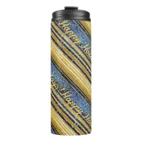 Blue Gold Christmas Pattern#28 ID1009 Thermal Tumbler