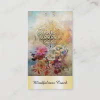 *~* Flower of Life  AP92 Massage Reiki Gold Sacred Business Card