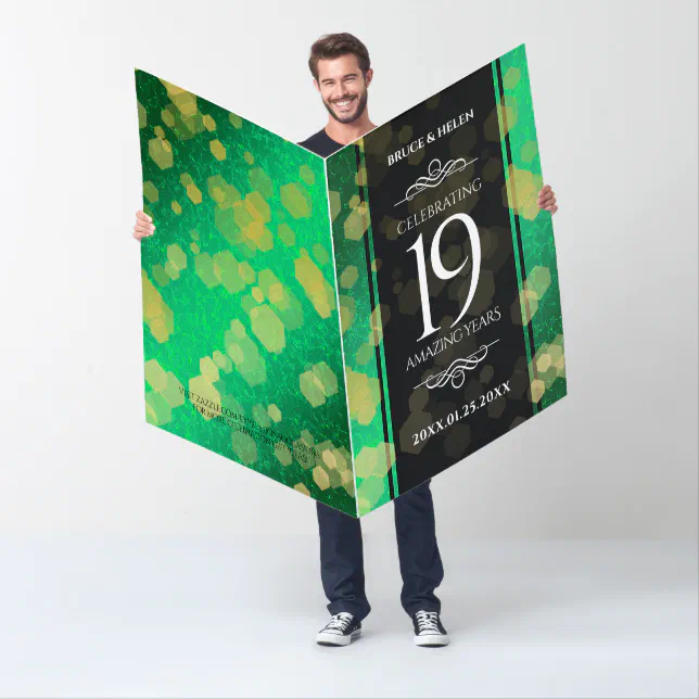 Giant 19th Jade Wedding Anniversary Celebration Card