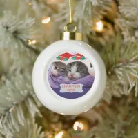 Kittens Wearing Red Santa Hats Christmas 20XX Ceramic Ball Christmas Ornament