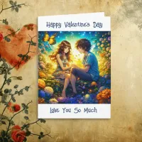 Cute Anime Couple and Butterfly Valentine's Day Card