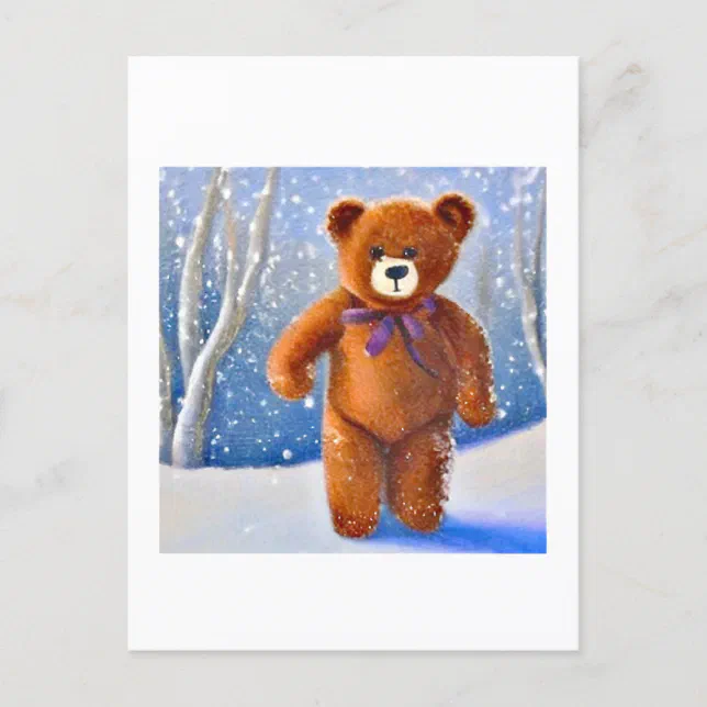 Bear in the snow postcard