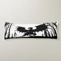 Black Silhouette Dragon on White - Fantasy | Body Pillow