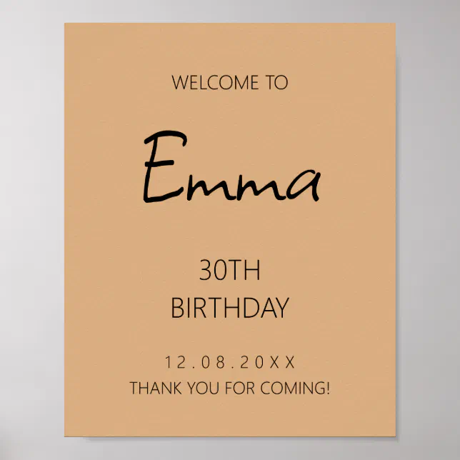 Black Handwritten Script 30th Birthday Welcome Poster