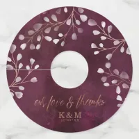 Watercolor Snowdrops Wedding Plum/Copper ID726 Wine Glass Tag