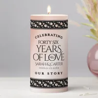 Elegant 46th Pearl Wedding Anniversary Celebration Pillar Candle