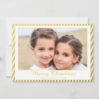 Elegant Christmas Gold Foil Stripe Holiday Photo