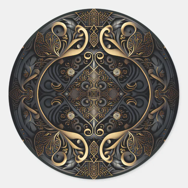 Middle Ages Ornamental Shield Classic Round Sticker
