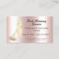 Posh Cleaning Service Pink Metallic & Gold Glitter Business Card