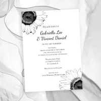 Black and White Sunflower Wedding Invitation