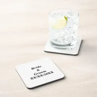 Personalized Bride and Groom with Date Beverage Coaster