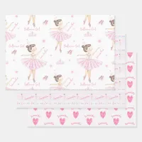 Any Name Pretty Pink & White Ballerina Wrapping Paper Sheets