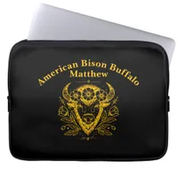 Bison With Floral Crown in Intricate Design Laptop Sleeve