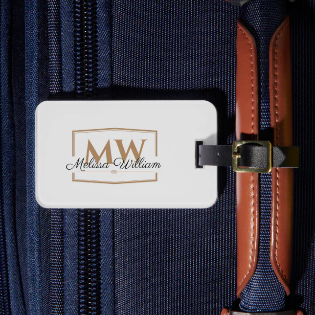 Silver Gold Monogram Name Luggage Tag