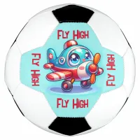 Monogrammed Cartoon plane blue | Soccer Ball