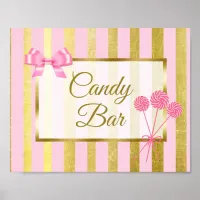 Candy Bar Sign Pink & Gold Poster