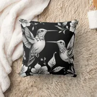 Cute Hummingbird Black & White Designer Cushion