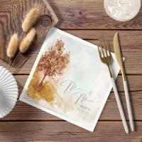 Watercolor Landscape Mr & Mrs Autumn Gold ID786 Napkins