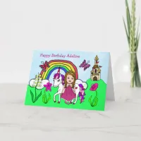 Personalized Unicorn and Princess Birthday Card