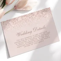 Rose Gold Confetti Blush Pink Wedding Details Info Enclosure Card