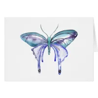 watercolor aqua blue purple butterfly