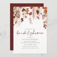 Fall Leaves Rust Brown Orange Bridal Shower Invitation