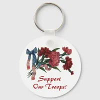 Vintage Patriotic Ribbon and Flowers Keychain