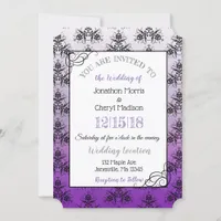 Purple Black Damask Classy Wedding invitations