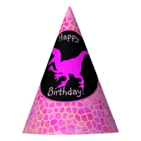 Pink Dinosaur Hide Happy Birthday!  Party Hat