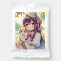 Pretty Anime Holding Kitten Girl's Birthday Lemonade Drink Mix