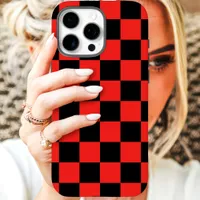 Red Black Checkerboard iPhone 16 Pro Max Case