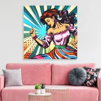 Pretty Woman Dancing Salsa Pop Art Canvas Print