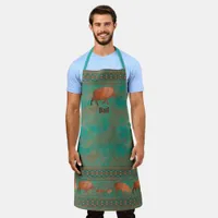 Southwest Javelina Dad Personalized Copper Teal Apron