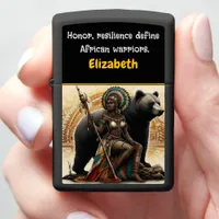 A fierce warrior queen commands nature's power zippo lighter