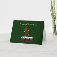 Dancing Cartoon Gingerbread Man Holiday Card