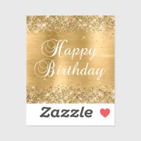 Glittery Gold Foil Happy Birthday Sticker