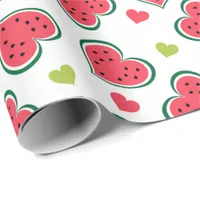 Cute Watermelon Hearts Girly Melons Fruit Pattern Wrapping Paper