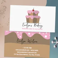 Cake With Pink Frosting Cherry Homemade Bakery  Business Card