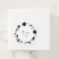 Navy Blue Floral Wildflower Wedding Favor Tags