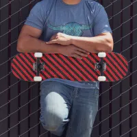 Thin Black and Red Diagonal Stripes Skateboard