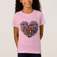 Floral Heart Pixel Art T-Shirt