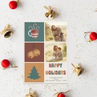 Vintage Retro Groovy 2 photos Happy Holidays  Holiday Card