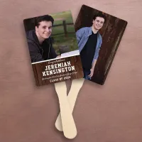 Graduation Fan Rustic Wood Male Photo