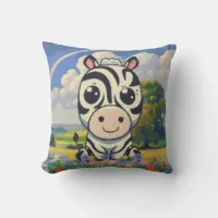 Zebra in a flower patch!  throw pillow