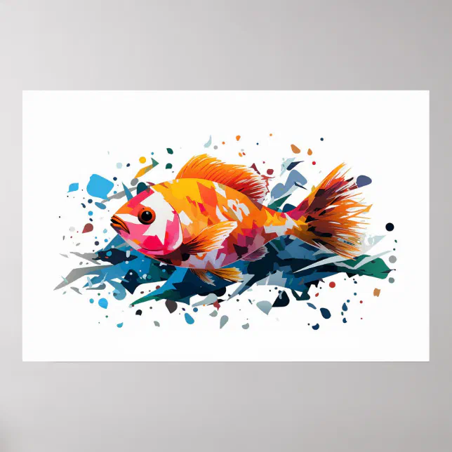 Party Fish painting Poster