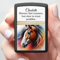 Vibrant maned horse - AI art Zippo Lighter