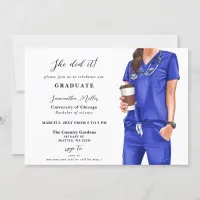 Blue Scrubs Nurse Photo She Did It Graduation Invitation